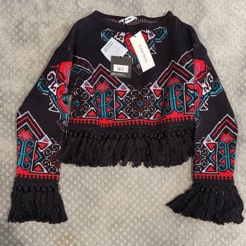 Philosophy di Lorenzo Serafini Black and Red Fringed Sweater